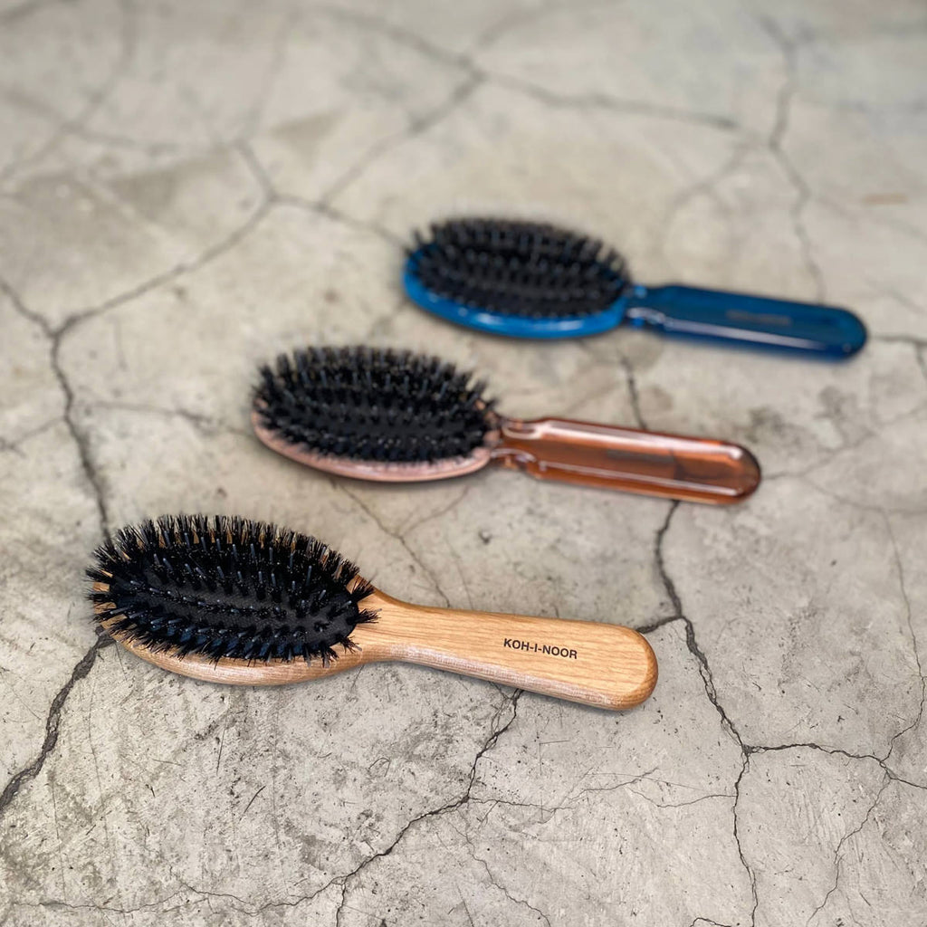 Koh-I-Noor Small Wood Pneumatic Hair Brush with Boar Bristles and Nylon Pins